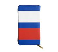 Long portefeuille en cuir avec drapeau russe, porte-cartes de crédit, porte-monnaie à fermeture éclair et compartiment pour carte d'identité
