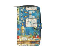 Long portefeuille en cuir avec fermeture éclair imprimée « Standing at The Table » pour cartes de crédit, pièces de monnaie, clés, cadeau de vacances, unisexe, 19,7 x 11 x 3,5 cm, moderne, Style :,
