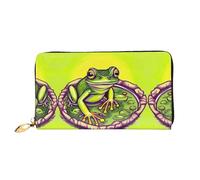 Long portefeuille en cuir grenouille dans un étang, impression double face, matériau en cuir microfibre, unisexe, imperméable et durable