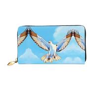 Long portefeuille en cuir mouettes en vol, impression double face, matériau en cuir microfibre, unisexe, imperméable et durable