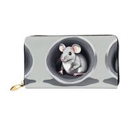 Long portefeuille en cuir Mouse in the Hole, impression double face, matériau en cuir microfibre, unisexe, imperméable et durable