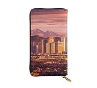 Long portefeuille pour femme Las Vegas Sunset Premium en cuir synthétique avec fermeture éclair autour du sac à main avec 12 emplacements pour cartes et poche pour pièces de monnaie