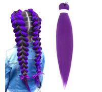 Long Purple Braiding Hair Pre Stretched Synthetic Braiding Hair Extensions for Braids, 26 Inch Braid Hair for Kids and Adult, Purple Hair Extensions for Stage Party Costume Cosplay (C, 1PC)