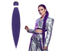 Long Purple Braiding Hair Pre Stretched Synthetic Braiding Hair Extensions for Braids, 26 Inch Braid Hair for Kids and Adult, Purple Hair Extensions for Stage Party Costume Cosplay (B, 1PC)