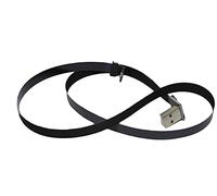 Long ruban plat fin FPC micro USB mâle coudé à 90 degrés vers USB A mâle coudé à 90 degrés pour synchronisation et chargement Noir (80 cm Micro USB 2 vers USB A vers USB A vers bas standard)