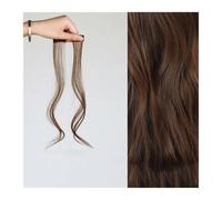 Long Side Air Bangs, Wavy Curly Clip in Bangs Front Side Bangs for Women Daily Use 2 PCS Set Long Temples Natural Synthetic False Fringe Bangs Hair Extensions for Daily Wear(Light brown)