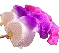 Long Silk Fans Veils Dance Fan, Silk Hand Fans, Fan Veils Belly Dance Silk Veil Fans 1 Pair Silk Wholesale Classic Size Ribs Silk Fans Dance Performance Props Customized ( Color : 4 , Size : 180x9 ( C