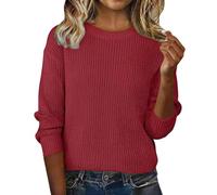 Long Sleeve Sweater Women Crewneck Soft Warm Cashmere Pullover Ladies Basic Solid Color Knit Fall Winter Ribbed Tops
