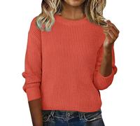 Long Sleeve Sweater Women Crewneck Soft Warm Cashmere Pullover Ladies Basic Solid Color Knit Fall Winter Ribbed Tops