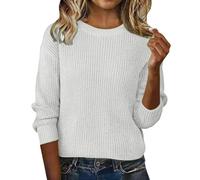 Long Sleeve Sweater Women Crewneck Soft Warm Cashmere Pullover Ladies Basic Solid Color Knit Fall Winter Ribbed Tops