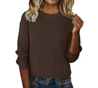 Long Sleeve Sweater Women Crewneck Soft Warm Cashmere Pullover Ladies Basic Solid Color Knit Fall Winter Ribbed Tops