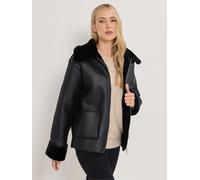 Long Tall Sally Long Tall Sally Black Faux Fur Trim Zip Through Jacket