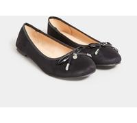 Long Tall Sally Long Tall Sally Black Faux Suede Ballerina Pumps