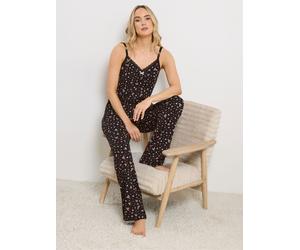Long Tall Sally Long Tall Sally Black Floral Print Cami Wide Leg Pyjamas