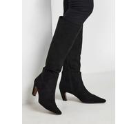 Long Tall Sally Long Tall Sally Black Knee Micro Kitten Knee High Boots