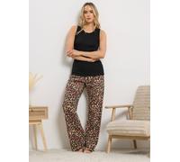 Long Tall Sally Long Tall Sally Black/ Leopard & Cherry Cami Wide Leg Pyjamas