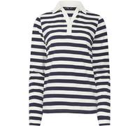 Long Tall Sally Long Tall Sally Blue 100% Cotton Striped Half Placket Polo T-Shirt