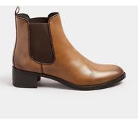 Long Tall Sally Long Tall Sally Brown Chelsea Ankle Block Heel Leather Boots