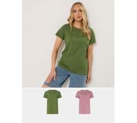 Long Tall Sally Long Tall Sally Green Basic Scoop Neck Cotton T-Shirt 2 Pack