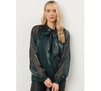 Long Tall Sally Long Tall Sally Green Tie Neck Organza Blouse
