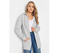 Long Tall Sally Long Tall Sally Grey 100% Cotton Longline Hoodie