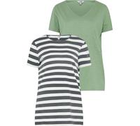 Long Tall Sally Long Tall Sally Grey 100% Cotton Stripe T-Shirt 2 Pack