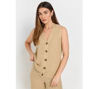 Long Tall Sally Long Tall Sally Natural Button Through 100% Cotton Waistcoat