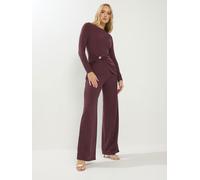 Long Tall Sally Long Tall Sally Red Textured Wide Leg Trousers