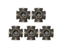 Long Tao 1/5,1 cm Tuyau Décor Acier industriel Gris, croix de prise de courant femelle Tube connecteur, 5 voies Fixation, 5-Pack