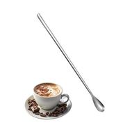 Long Tea Spoons - Stainless Steel Stirring Set, Extended Handle Scale, Mirror-Polished Food-Grade Metal, Slim Weighted Design, Mixing Cookware for Home Cafes Serving Lattes, Cocktails