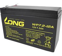 Long WP7.2-12A/F2 WP7.2-12A/F2 Batterie au plomb 12 V 7.2 Ah plomb (AGM) (l x H x P) 151 x 102 x 65 mm cosses plates 6,35 mm certification VdS, auto-décharge