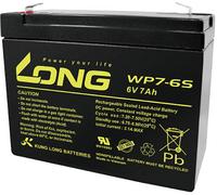 Long WP7-6S WP7-6S Batterie au plomb 6 V 7 Ah plomb (AGM) (l x H x P) 116 x 99 x 50 mm cosses plates 4,8 mm auto-décharge réduite