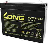Long WP7-6S WP7-6S Batterie au plomb 6 V 7 Ah plomb (AGM) (l x H x P) 116 x 99 x 50 mm cosses plates 4,8 mm auto-décharge réduite, sans entretien
