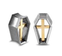 Longbeauty 1 paire de plugs d'oreille rétro en forme de croix - Piercing hexagonal - Écarteur punk - Bijou de corps 8 mm à 16 mm - Pour homme et femme, 16MM