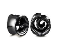 Longbeauty 1 paire d'écarteurs d'oreille en acier inoxydable 316L - Spirale d'écartement en forme de faucille - Noir/argenté/doré - 8 mm à 16 mm, 16MM, Acier inoxydable