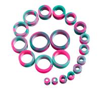 Longbeauty Lot de 20 / 10 paires de tunnels en silicone souple / dur - Kit d'extension d'oreille - Double évasé - Écarteurs flexibles, Silicone