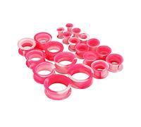 Longbeauty Lot de 20 / 10 paires de tunnels en silicone souple / dur - Kit d'extension d'oreille - Double évasé - Écarteurs flexibles, Silicone