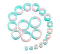 Longbeauty Lot de 20 / 10 paires de tunnels en silicone souple / dur - Kit d'extension d'oreille - Double évasé - Écarteurs flexibles, Silicone
