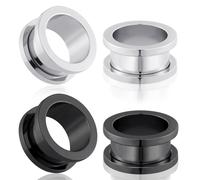 Longbeauty Lot de tunnels d'oreille en acier inoxydable 316L - Évasés - Écarteurs d'oreille classiques - Pour homme et femme - 3 à 25 mm, 4MM, Acier inoxydable, Pas de gemme