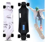 Longboard Électrique avec Télécommande À 4 Vitesses, Cruiser Complet, Autonomie de 15 Km, Longboard Électrique pour Les Trajets Quotidiens, 25 Km/h (15,6 Mph) G