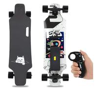 Longboard Électrique avec Télécommande Intelligente, Vitesse Maximale 25km/h et Autonomie de Déplacement 15km, Contrôle 4 Vitesses avec Affichage de Vitesse, Design de Longboard(B15Km,Standard)