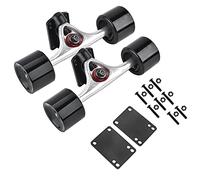 longboard, haute durabilité roues de skate kit montage 2pcs roue noire manche argent for skateurs urbains voyageurs amateurs sports de rue
