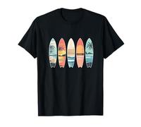 Longboard Surfboards Retro Vintage Surfer Palmier Plage T-Shirt