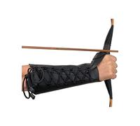 longbowmaker Noir Protège-Bras de Tir à l’Arc Réglable en Cuir de Vache Antique Protège-Poignet 31cm Bracelet pour Adulte et Jeune