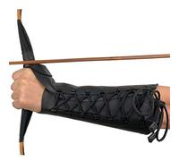 longbowmaker Noir Protège-Bras de Tir à l’Arc Réglable en Cuir de Vache Antique Protège-Poignet 31cm Bracelet pour Adulte et Jeune