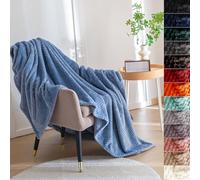 LONGCAO Couverture de Canapé Douce 120 x 160 cm Douce et Chaude, Moelleuse Couverture 300G avec Anti-Boulochage et Bord Ourlé Plaid en Microfibre pour Chambre Hotêl Maison, Bleu