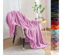 LONGCAO Couverture de Canapé Douce 120 x 160 cm Douce et Chaude, Moelleuse Couverture 300G avec Anti-Boulochage et Bord Ourlé Plaid en Microfibre pour Chambre Hotêl Maison, Rose