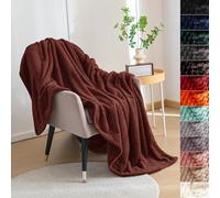 LONGCAO Couverture de Canapé Douce 120 x 160 cm Douce et Chaude, Moelleuse Couverture 300G avec Anti-Boulochage et Bord Ourlé Plaid en Microfibre pour Chambre Hotêl Maison, Marron