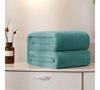 LONGCAO Couverture Jeté de Canapé 120 x 280 cm Douce et Chaude, Moelleuse Couverture 300G avec Anti-Boulochage et Bord Ourlé Plaid Doux et Chaud pour Canapé, Fauteuil et Lit, Bleu Ciel