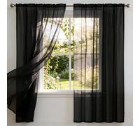 LONGCAO Lot de 1 Rideaux Transparents 240 x 240 cm Semi-Transparent en Effet Lin Décorations Vitrée Léger Romantique Rideaux Voilage Transparent pour Enfant Bébés Adulte Chambre, Noir